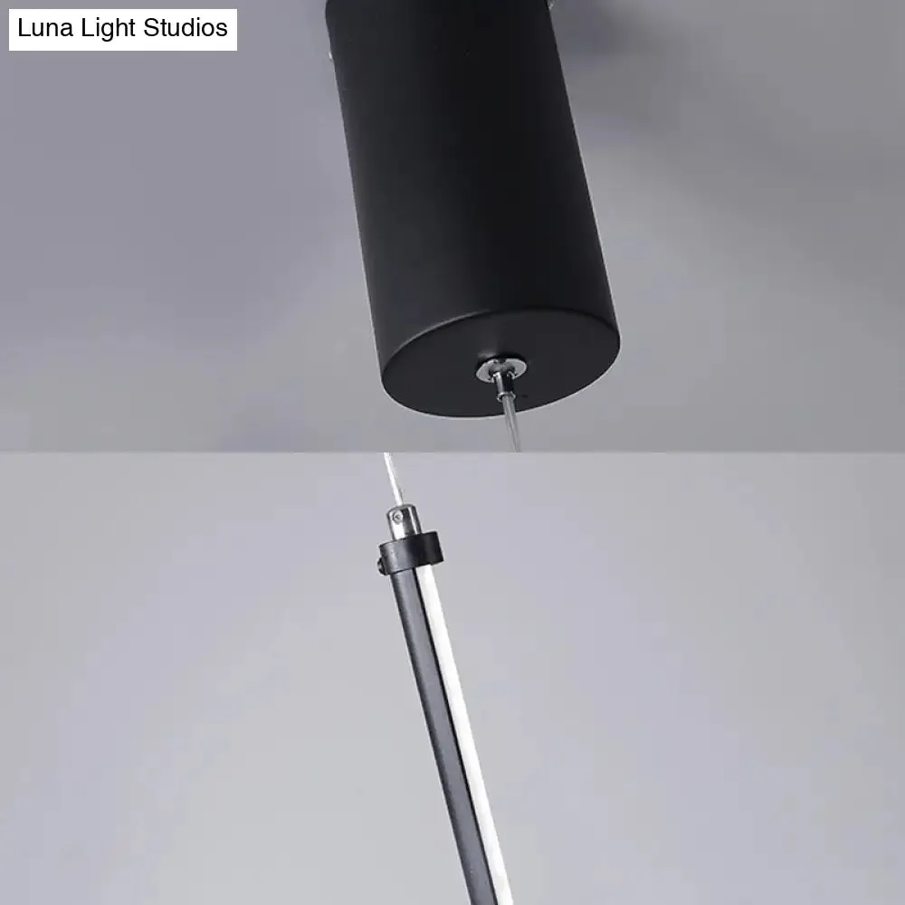 Minimalist Black Metal Tubular Pendant Light Fixture - LED Hanging Ceiling Light (Warm/White)
