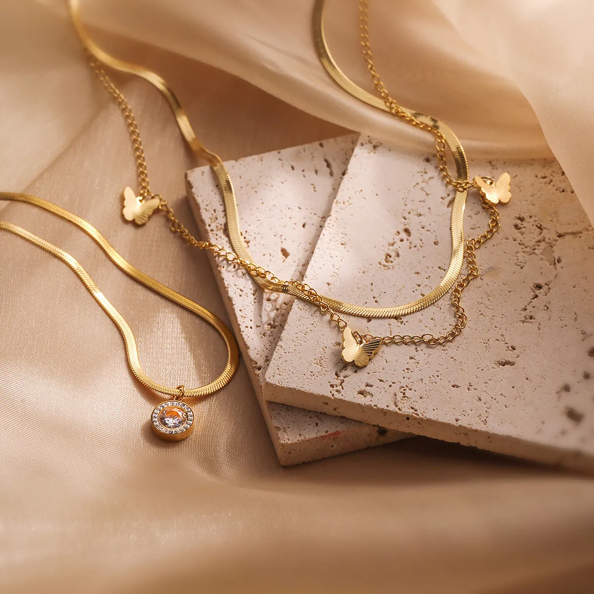 Minimalist Butterfly Geometric Titanium Steel Pendants