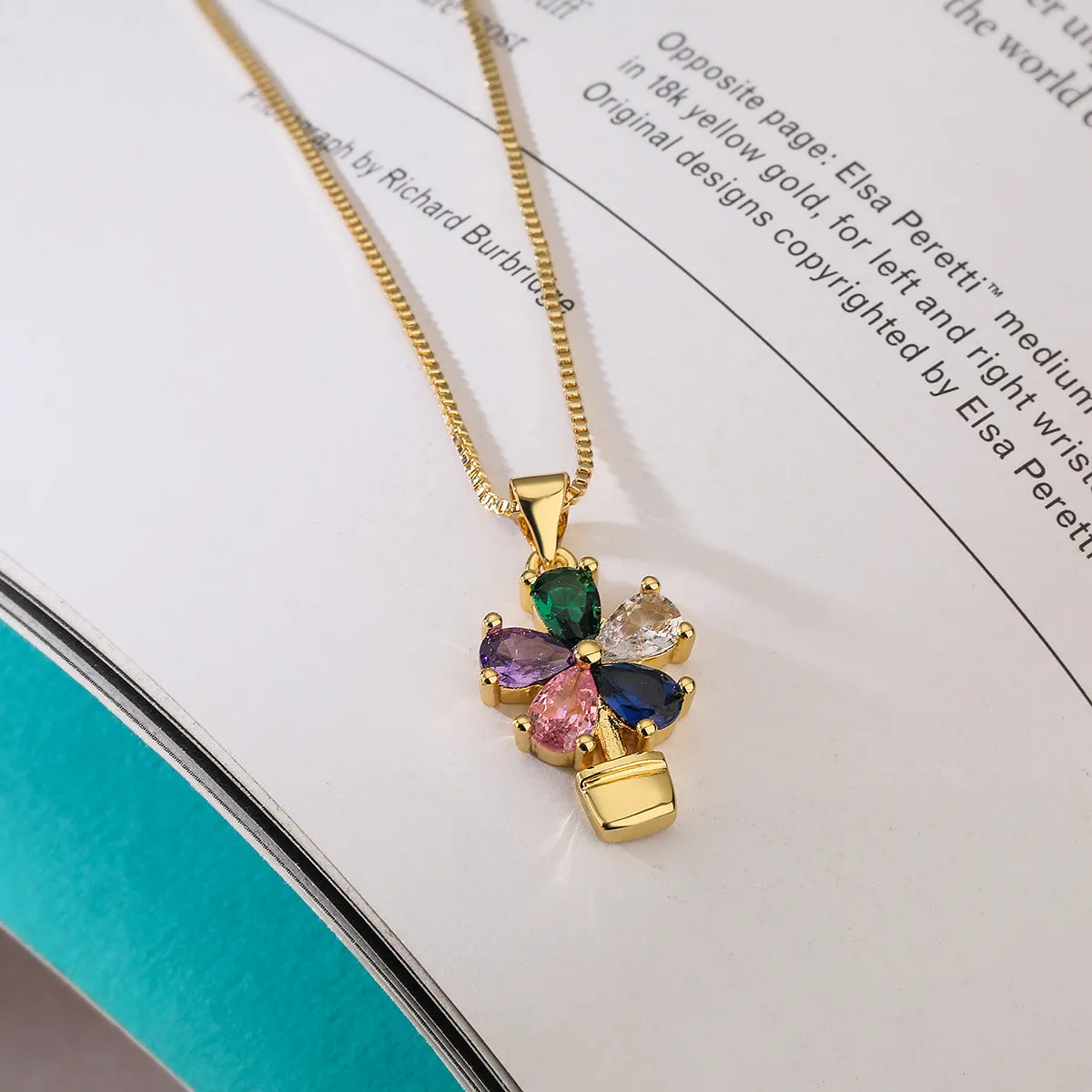 Minimalist Flower Geometric Copper Pendants