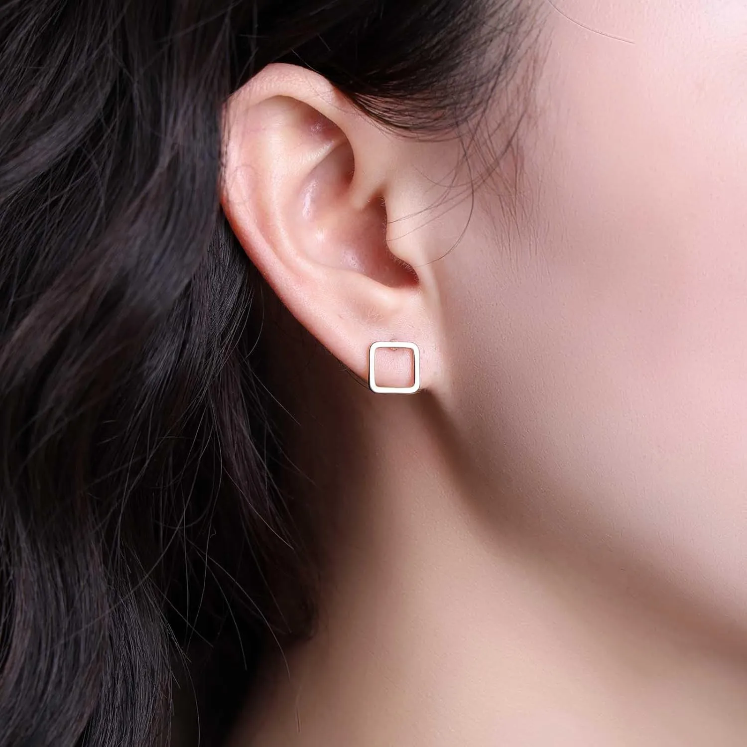 Minimalist Geometric Stud Earrings Hollow Triangle Earrings Tiny Gold Silver Earrings Open Triangle Stud Earrings Simple Earrings Stacking Earrings Jewelry for Women (Gold Triangle 1)