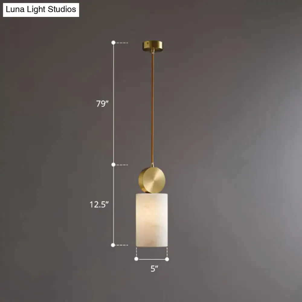Minimalist Gold Marble Block Hanging Pendant Ceiling Lamp - Bedroom Lighting Solution