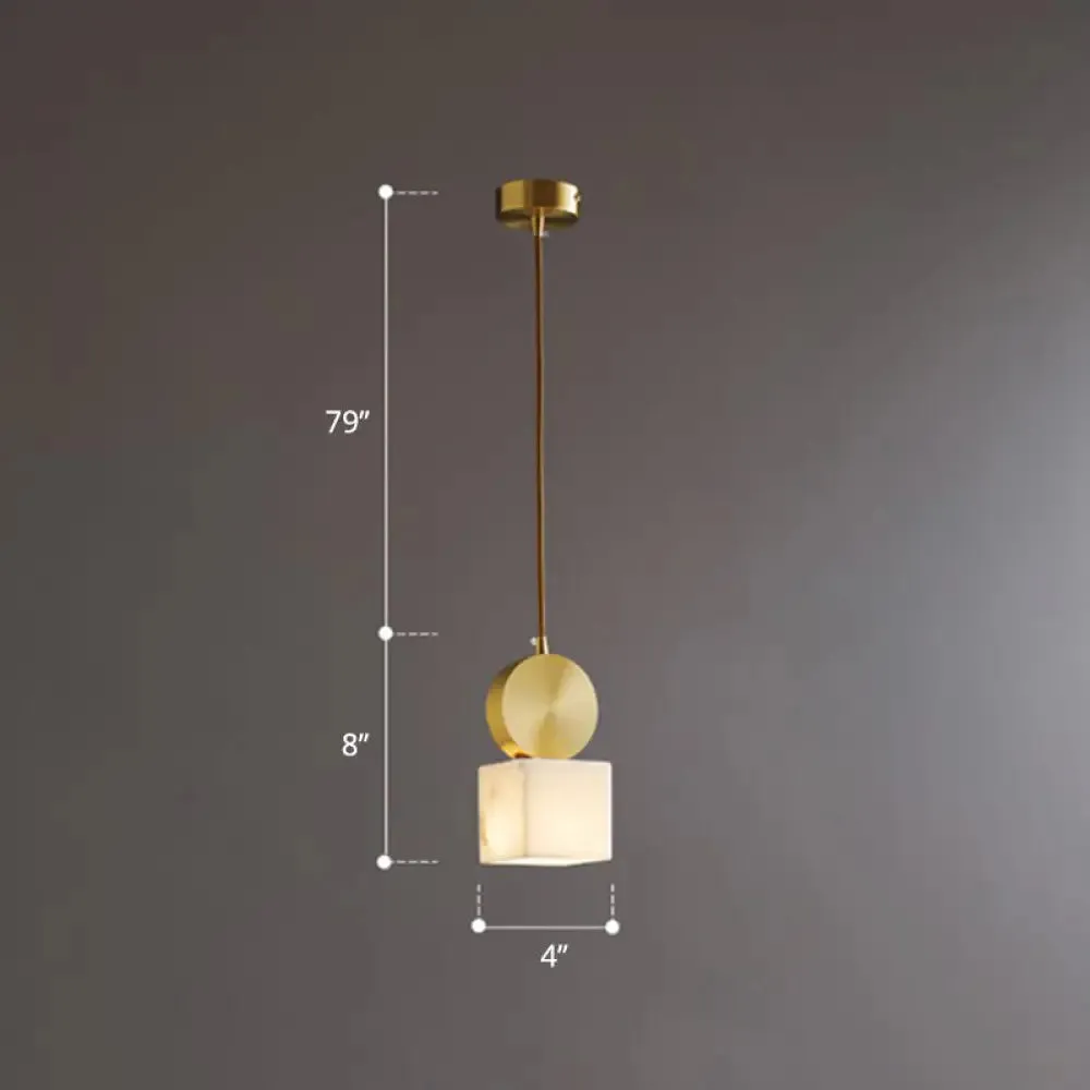 Minimalist Gold Marble Block Hanging Pendant Ceiling Lamp - Bedroom Lighting Solution