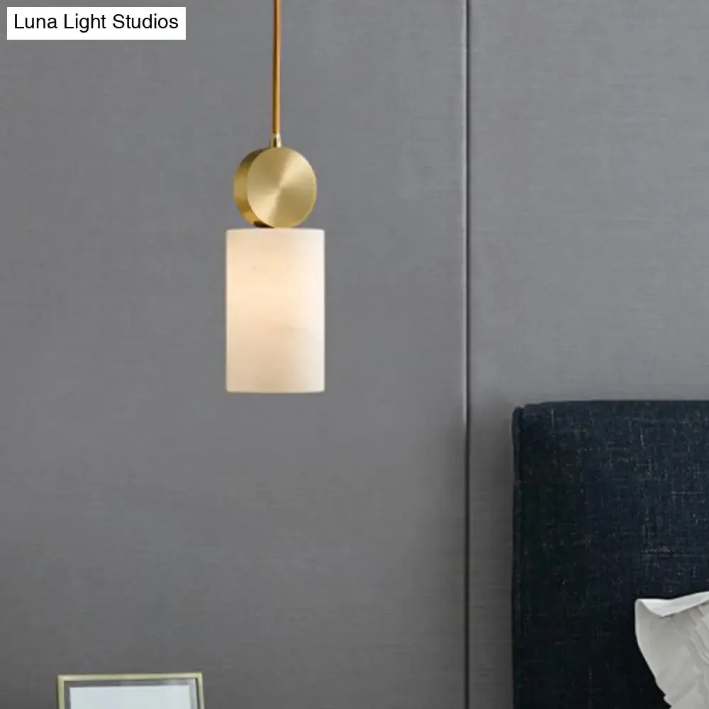 Minimalist Gold Marble Block Hanging Pendant Ceiling Lamp - Bedroom Lighting Solution