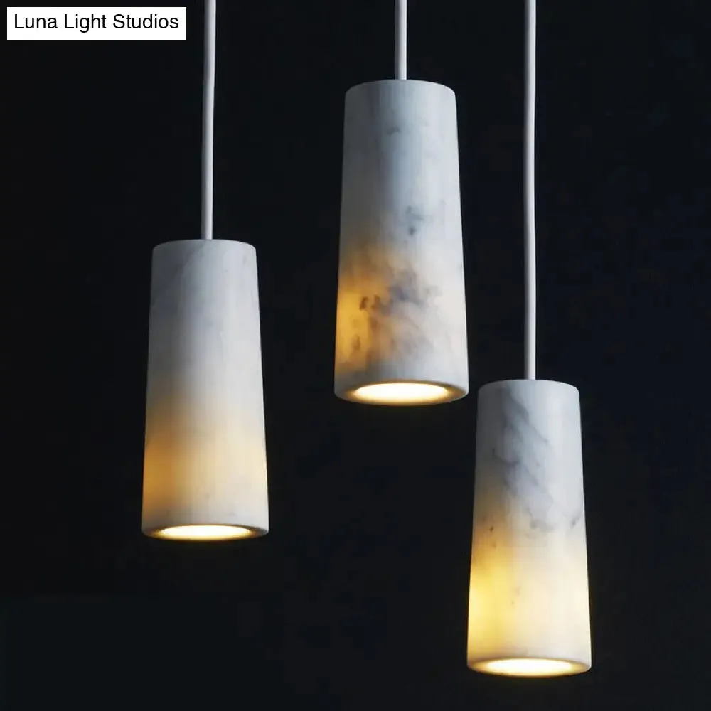 Minimalist Marble Tube Pendant Light with 1 Bulb - White