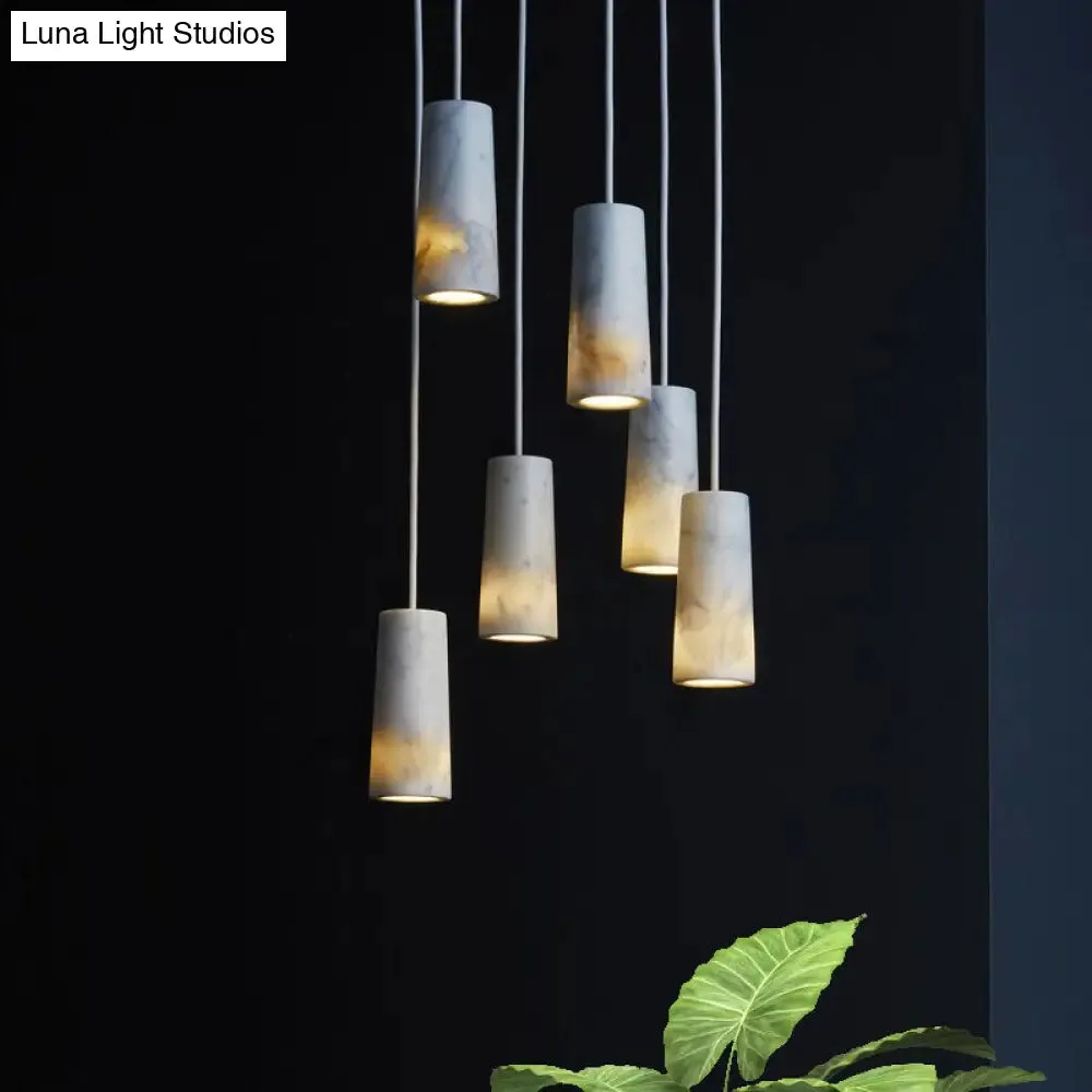 Minimalist Marble Tube Pendant Light with 1 Bulb - White