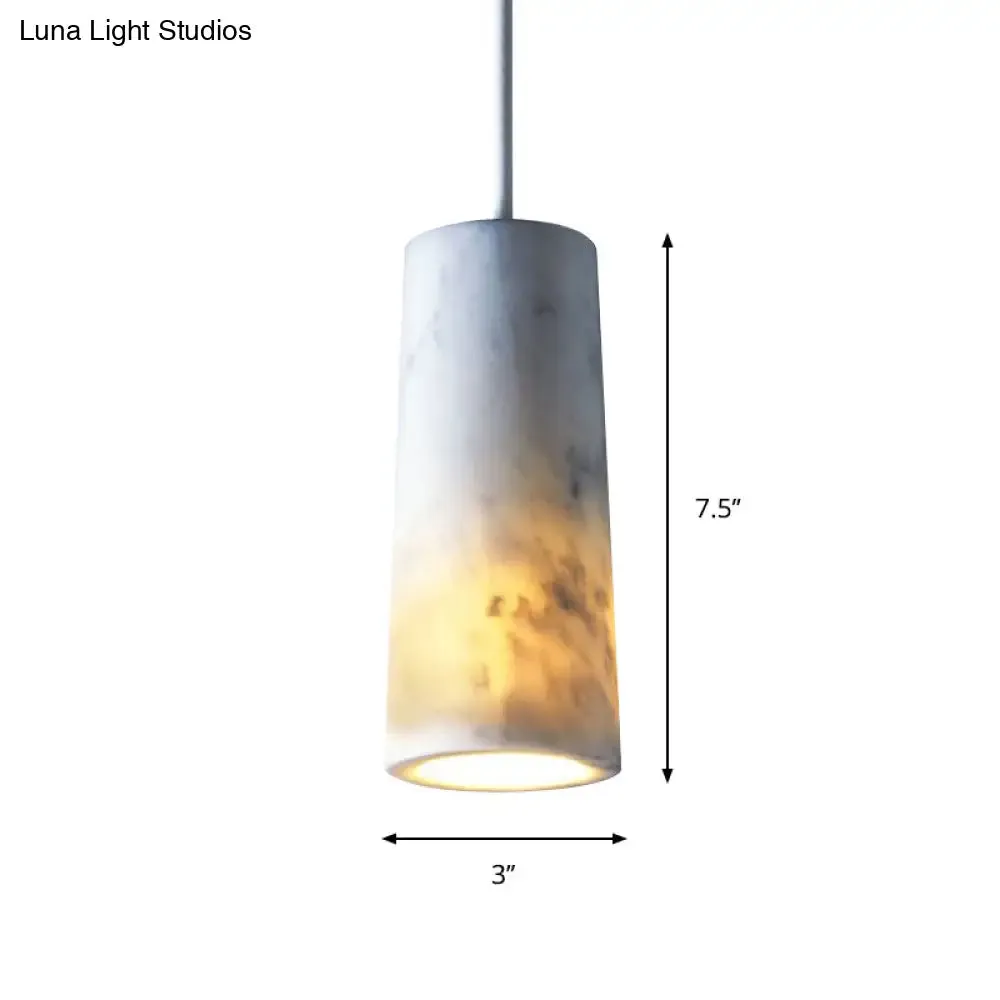 Minimalist Marble Tube Pendant Light with 1 Bulb - White