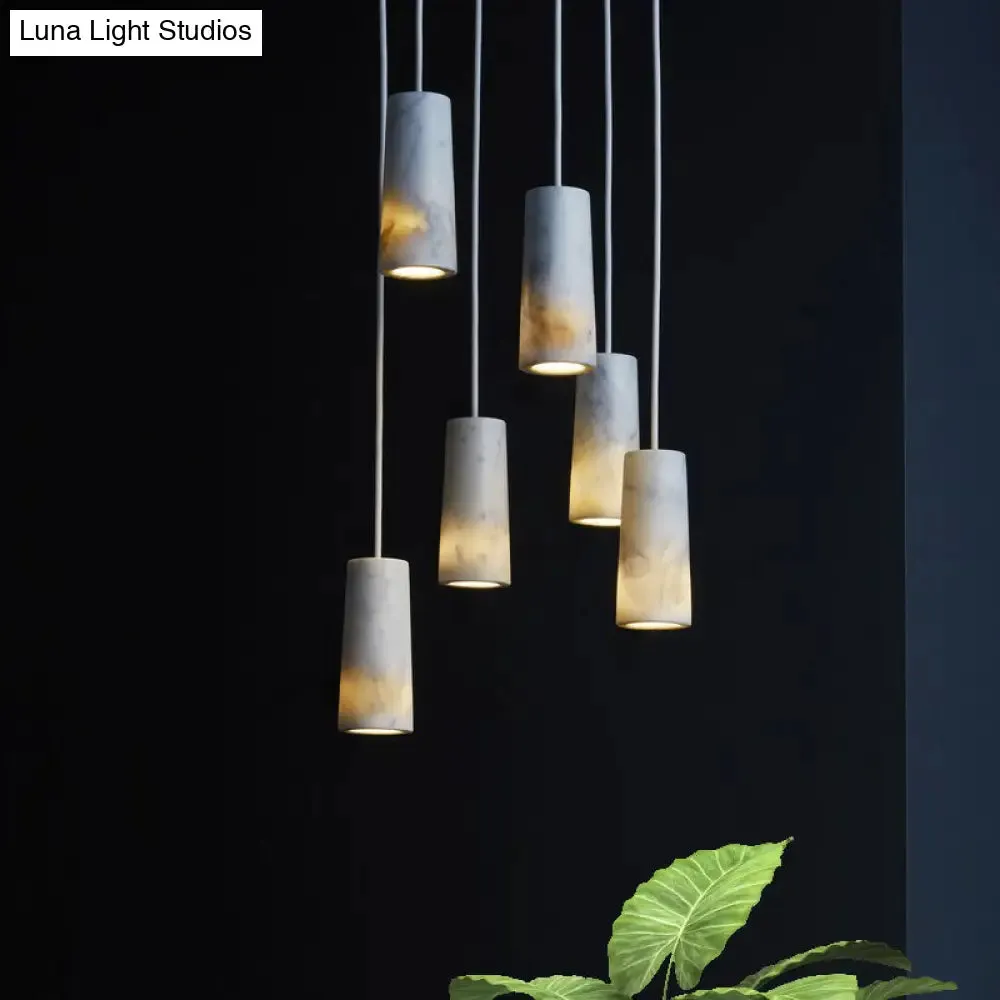 Minimalist Marble Tube Pendant Light with 1 Bulb - White