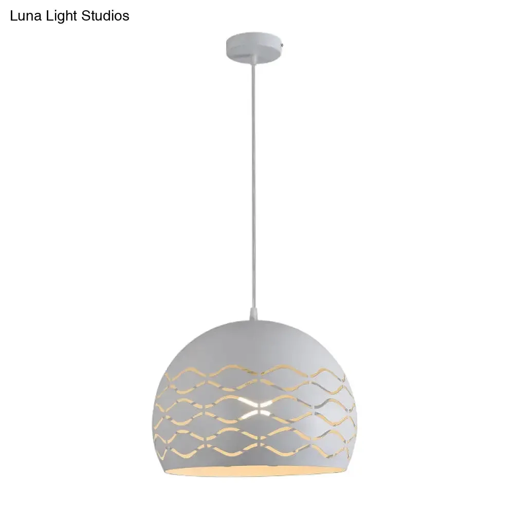 Minimalist Metal Dome Pendant Ceiling Light - 1 Light Suspension Lamp in White
