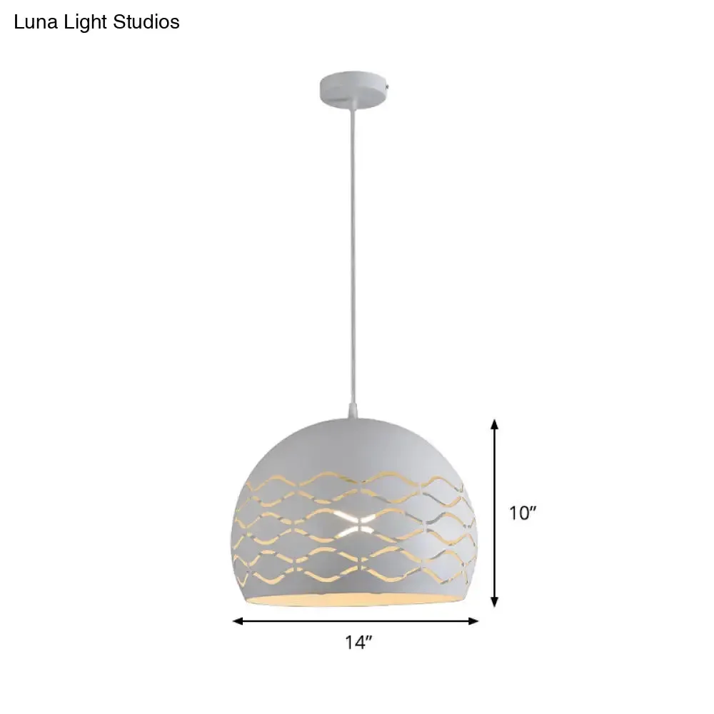 Minimalist Metal Dome Pendant Ceiling Light - 1 Light Suspension Lamp in White
