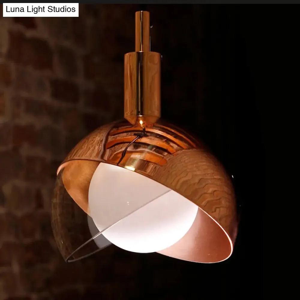 Minimalist Metal Dual-Dome Pendant Light with Clear Glass Shade