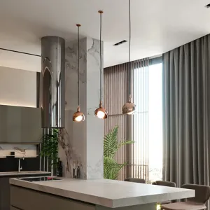 Minimalist Metal Dual-Dome Pendant Light with Clear Glass Shade