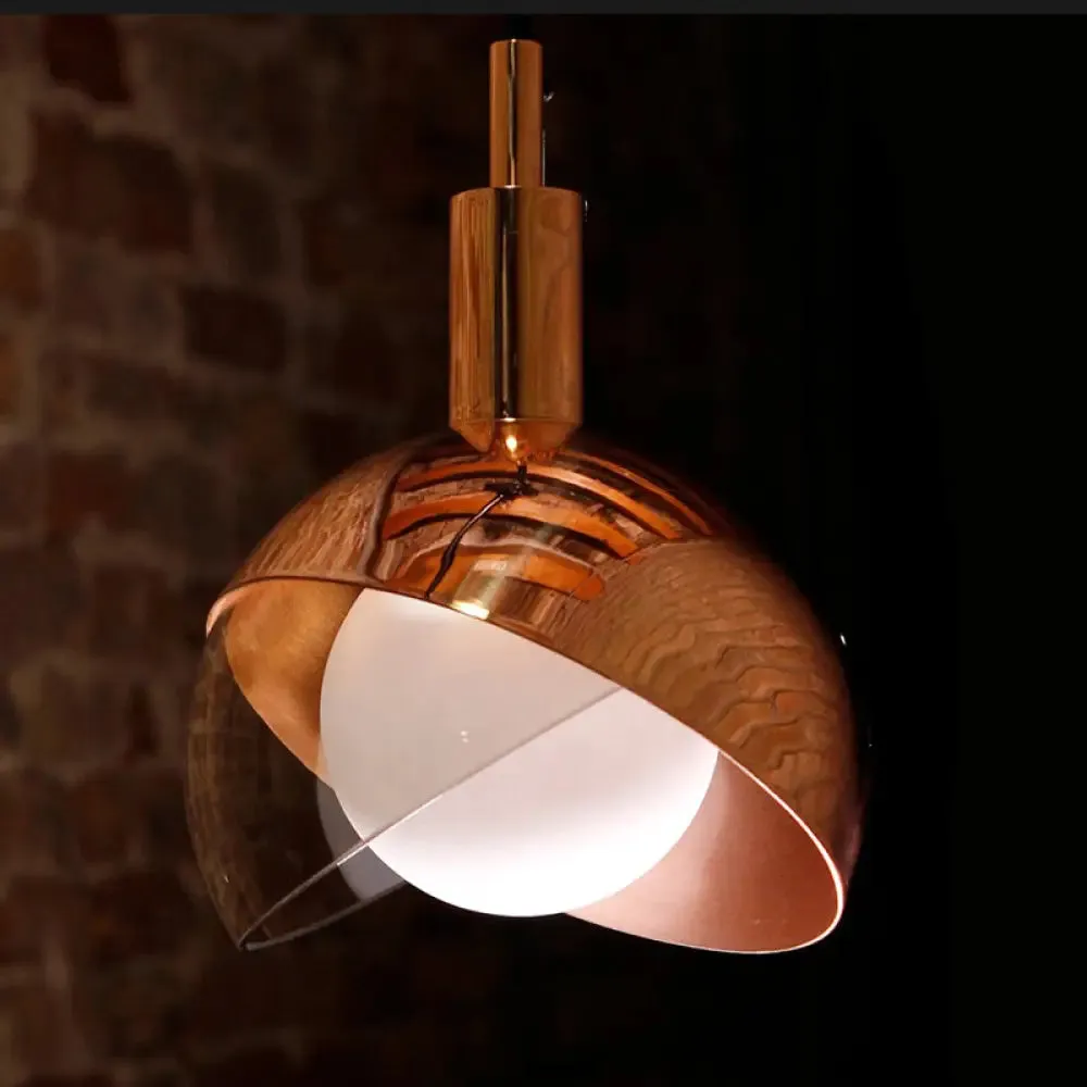 Minimalist Metal Dual-Dome Pendant Light with Clear Glass Shade