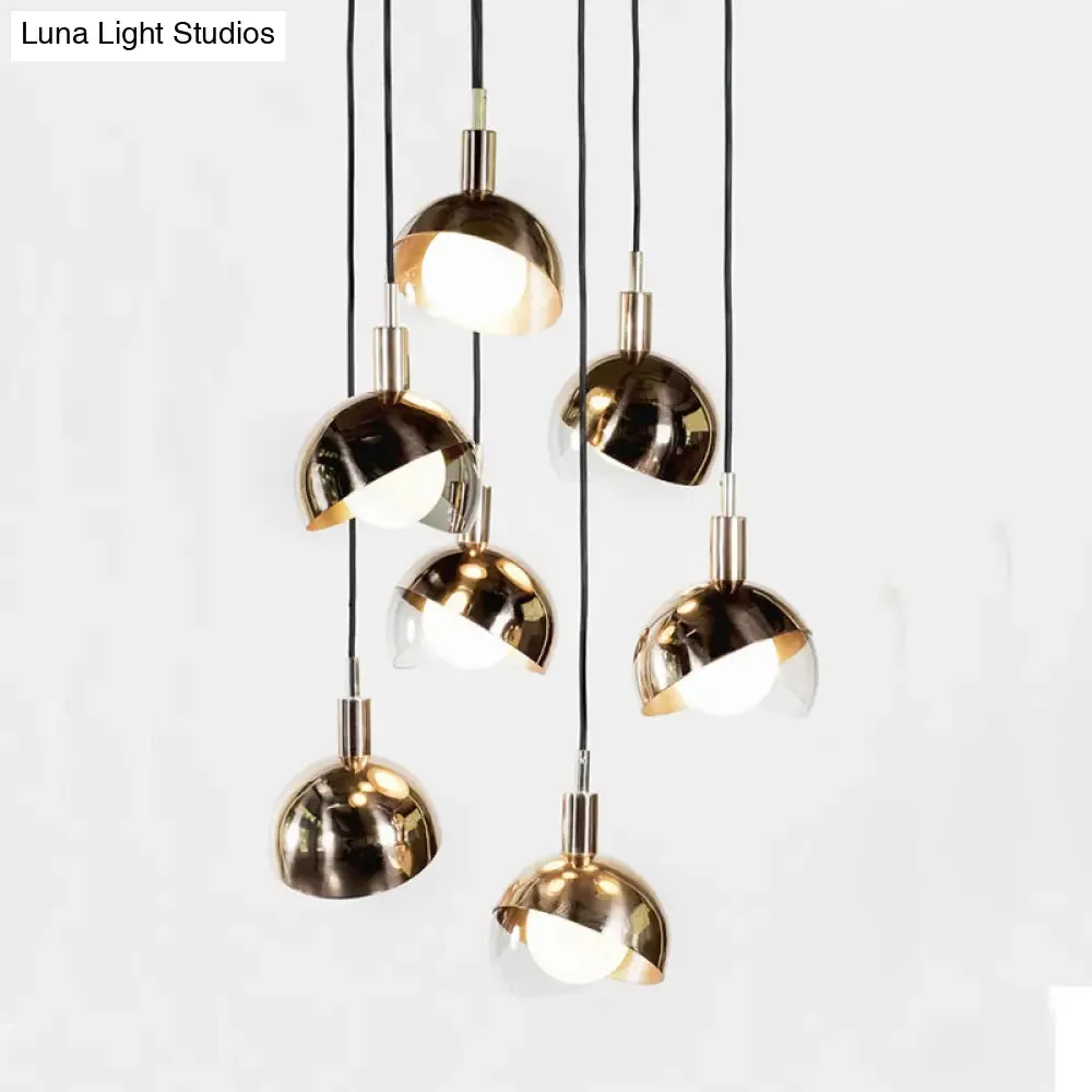 Minimalist Metal Dual-Dome Pendant Light with Clear Glass Shade
