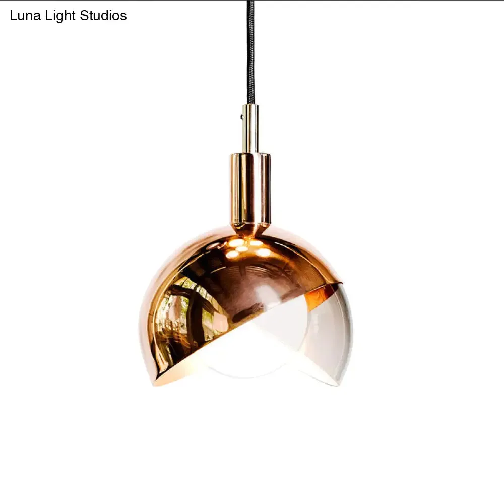 Minimalist Metal Dual-Dome Pendant Light with Clear Glass Shade