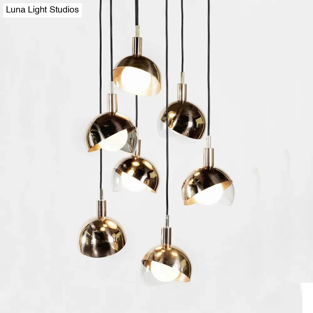 Minimalist Metal Dual-Dome Pendant Light with Clear Glass Shade
