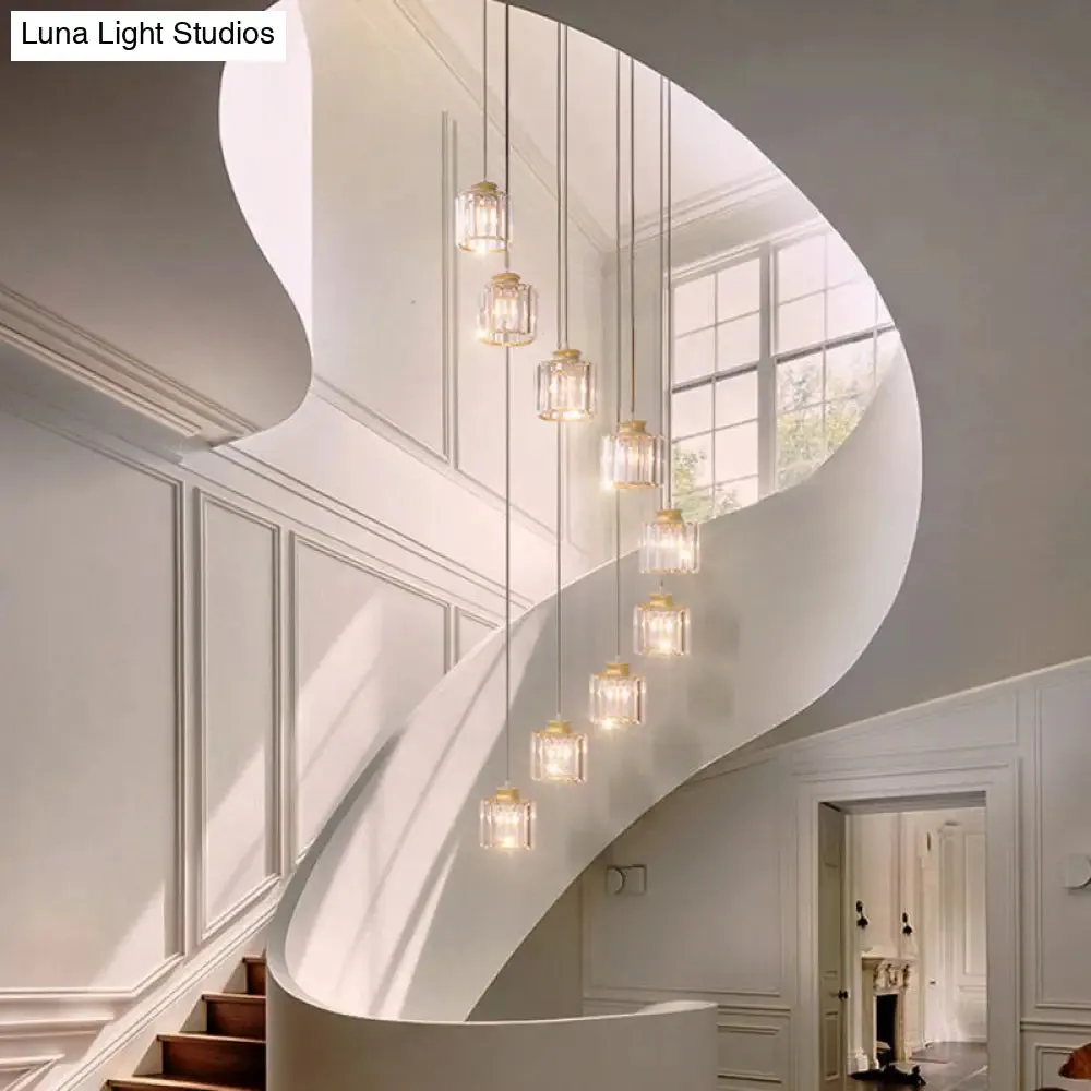 Minimalist Multiple Lamp Pendant Ceiling Light with Crystal Shade