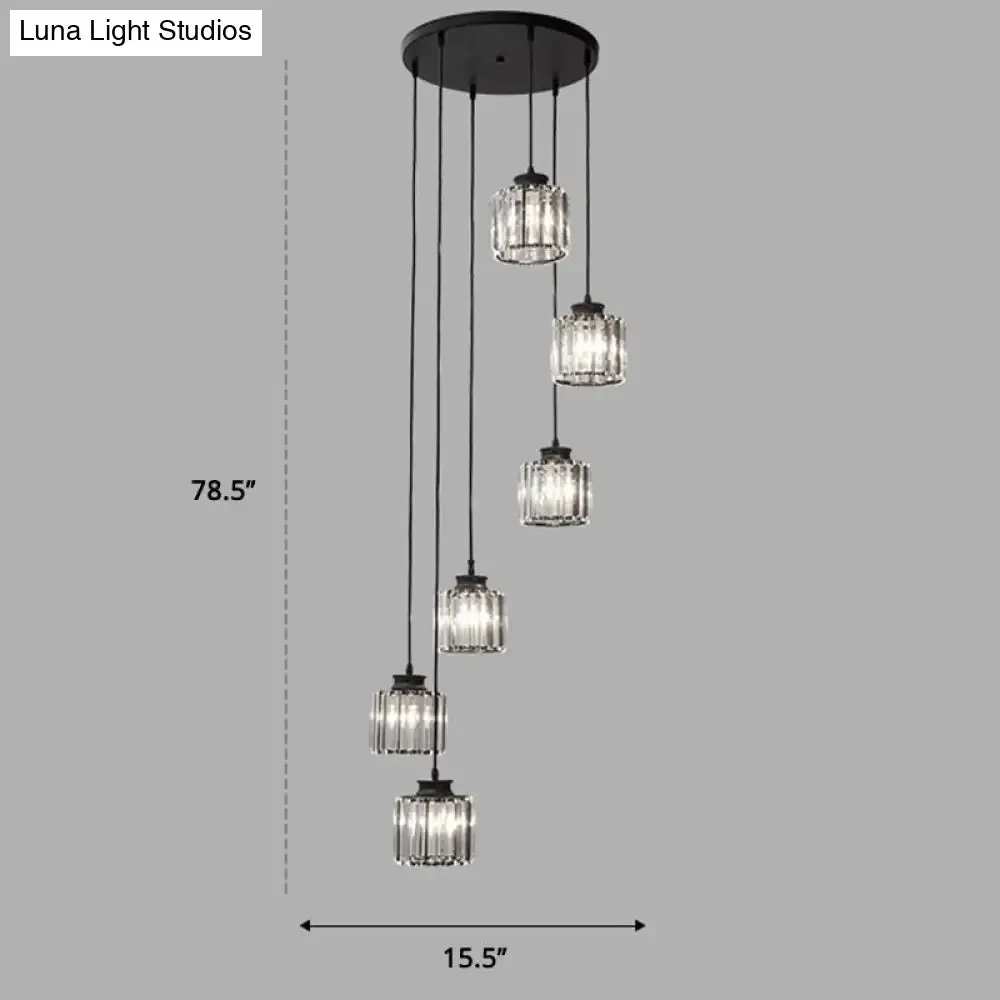 Minimalist Multiple Lamp Pendant Ceiling Light with Crystal Shade
