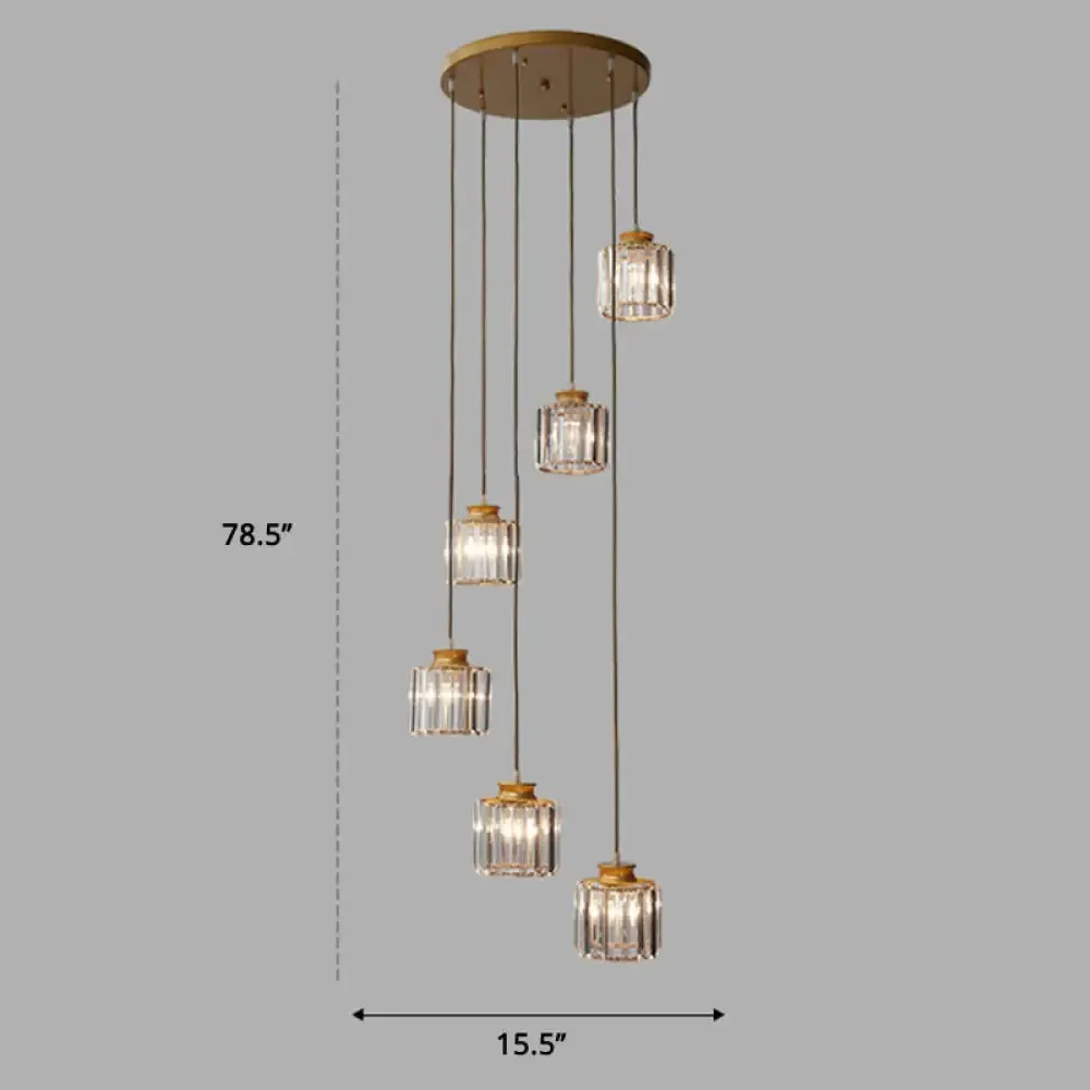 Minimalist Multiple Lamp Pendant Ceiling Light with Crystal Shade