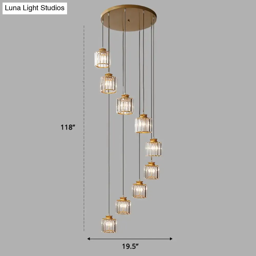Minimalist Multiple Lamp Pendant Ceiling Light with Crystal Shade