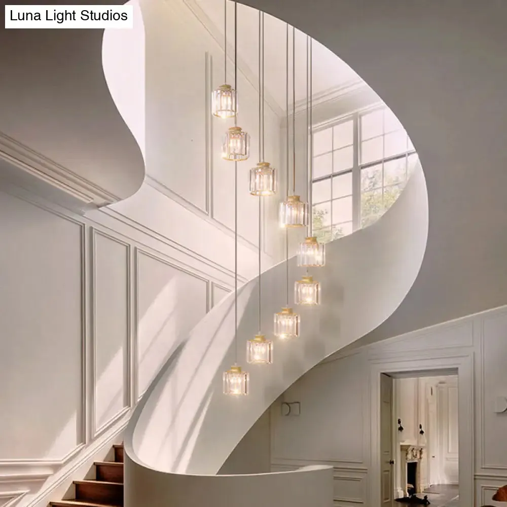 Minimalist Multiple Lamp Pendant Ceiling Light with Crystal Shade