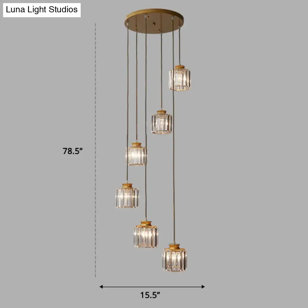 Minimalist Multiple Lamp Pendant Ceiling Light with Crystal Shade
