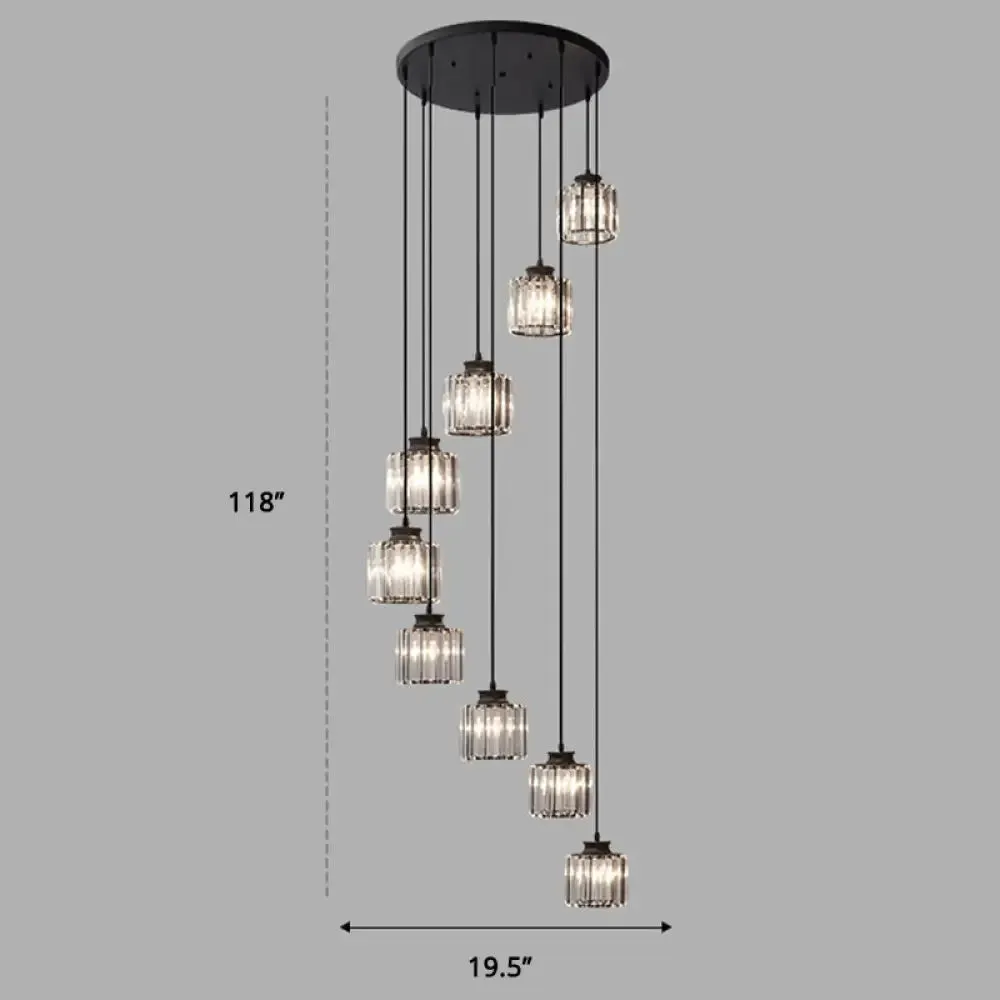 Minimalist Multiple Lamp Pendant Ceiling Light with Crystal Shade