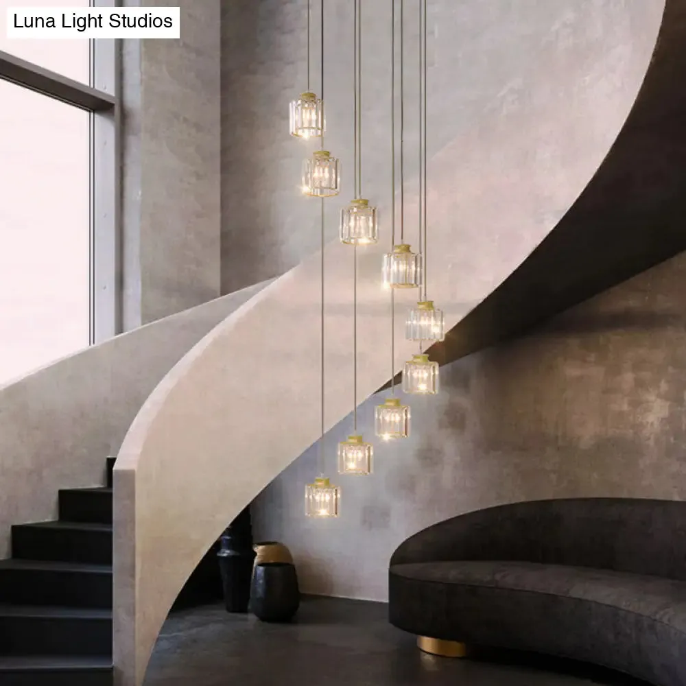 Minimalist Multiple Lamp Pendant Ceiling Light with Crystal Shade