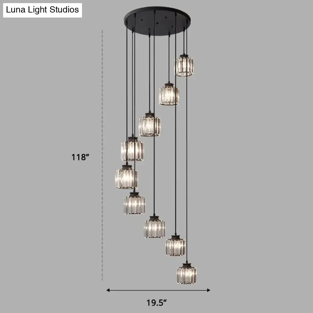 Minimalist Multiple Lamp Pendant Ceiling Light with Crystal Shade