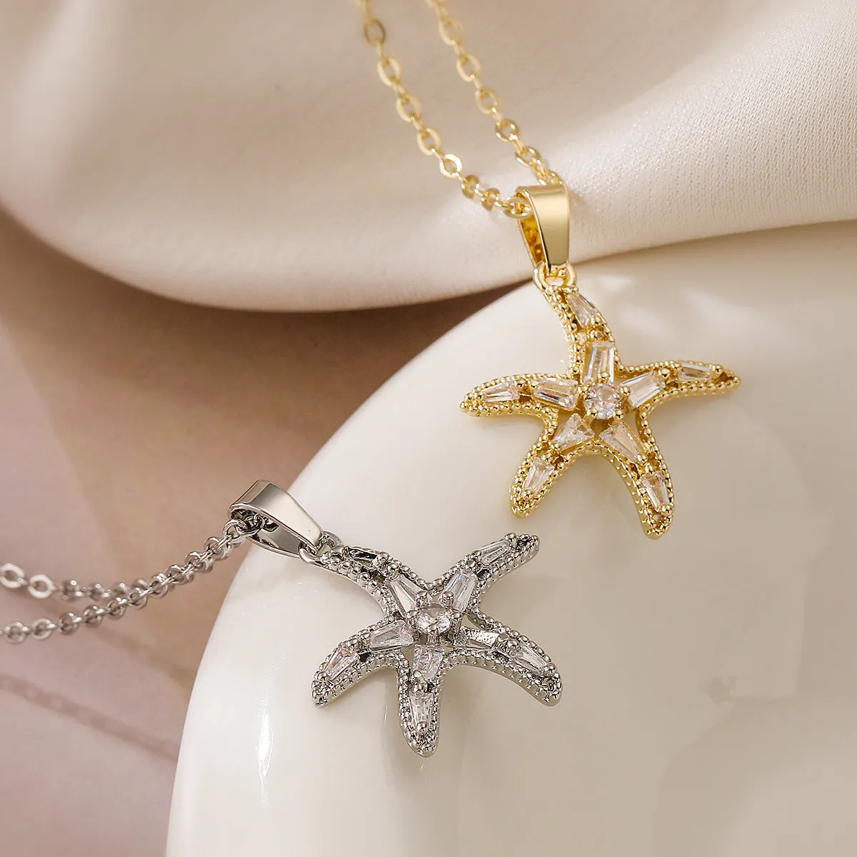 Minimalist Starfish Geometric Copper Pendants