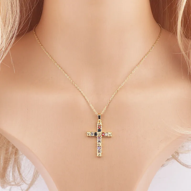 Minimalist Women Diamond Metal Cross Cross Copper Pendants