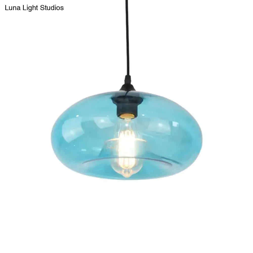 Modern Blue Glass Pendant Lighting - Doughnut Design for Living Room
