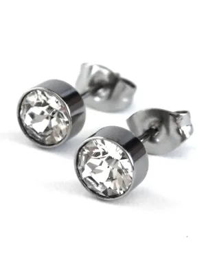 Modern Minimalist Clear Crystal Studs - Unisex Post Earrings for Men and Women