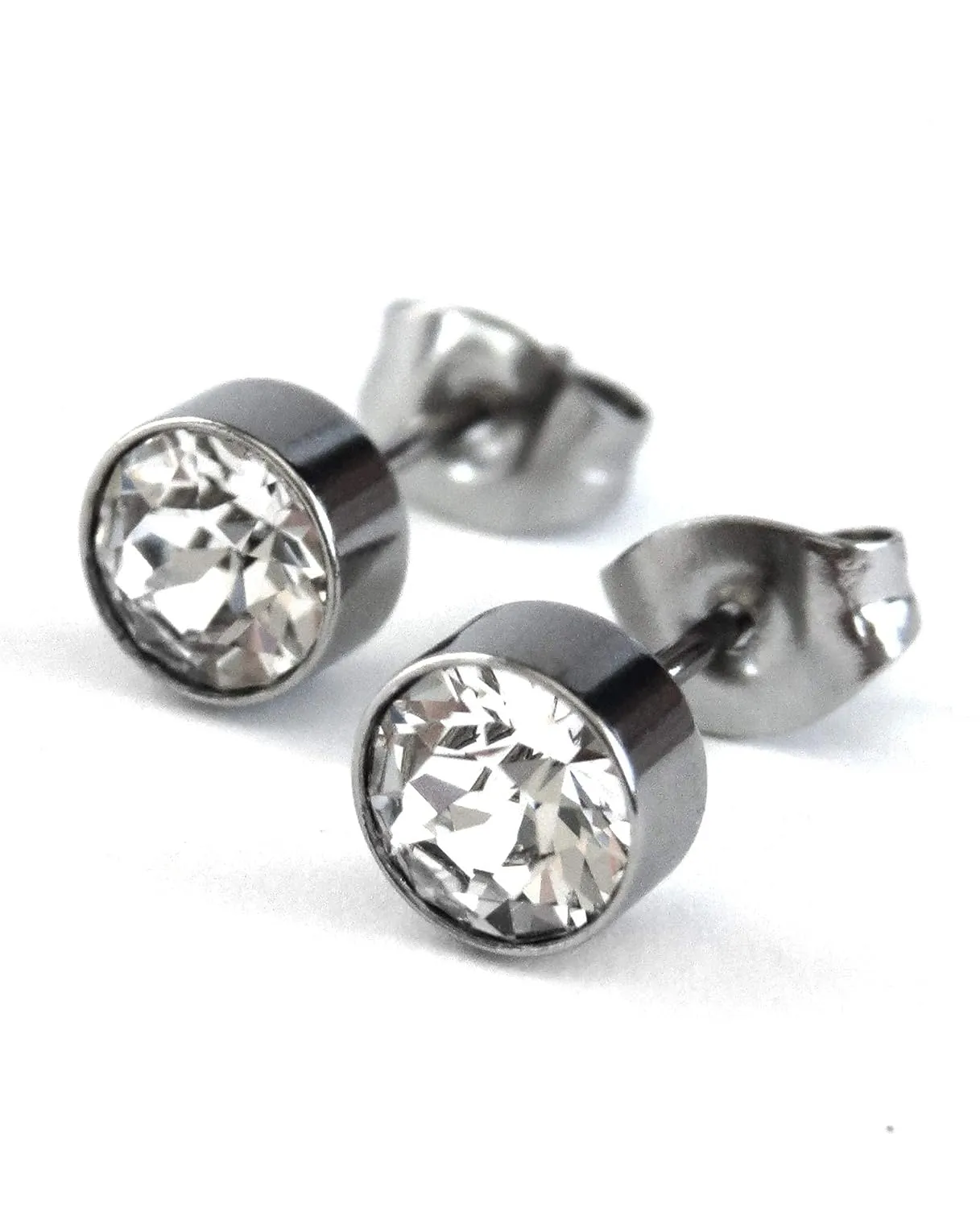 Modern Minimalist Clear Crystal Studs - Unisex Post Earrings for Men and Women
