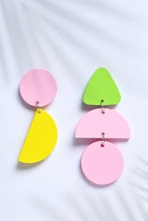 modern, mismatched, Colorful Earrings