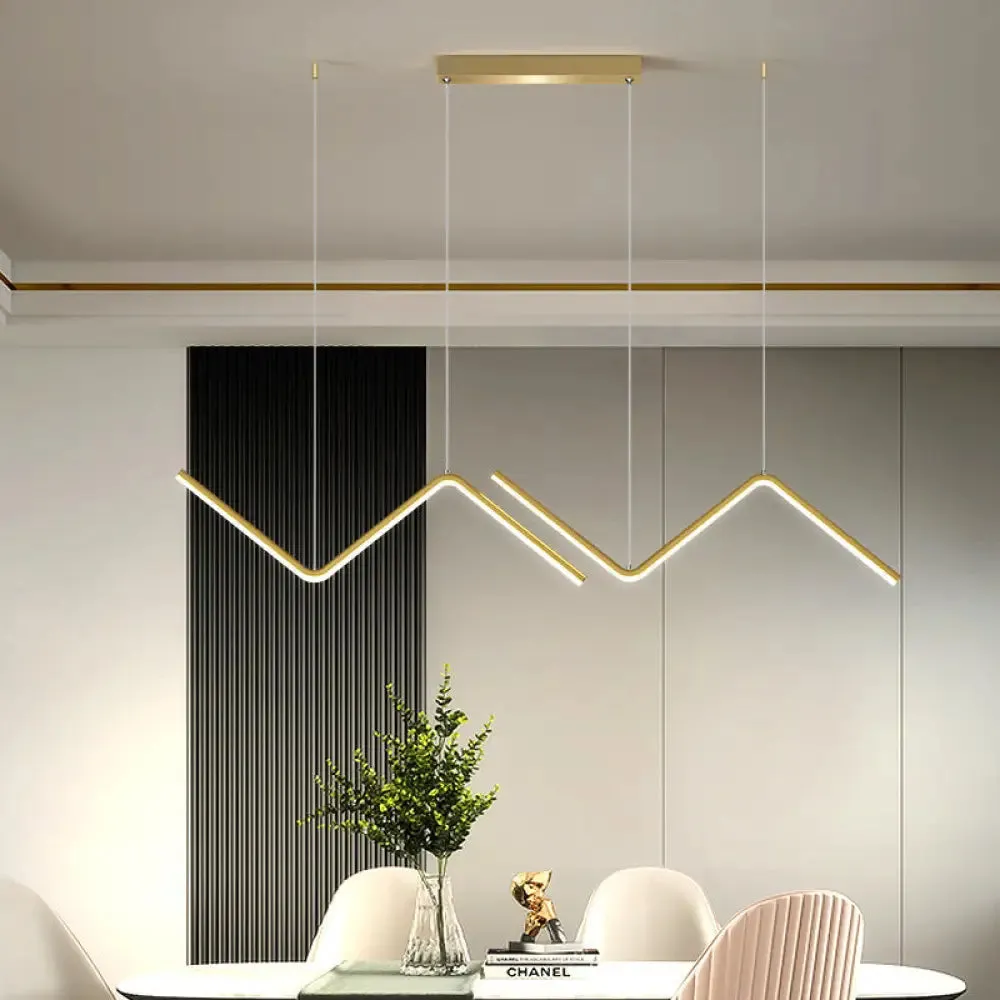 Modern Z-Shaped LED Pendant Light for Restaurants - Minimalist Aluminum Fixture