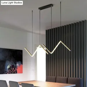 Modern Z-Shaped LED Pendant Light for Restaurants - Minimalist Aluminum Fixture