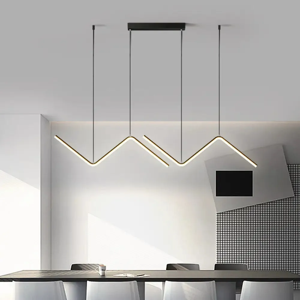 Modern Z-Shaped LED Pendant Light for Restaurants - Minimalist Aluminum Fixture