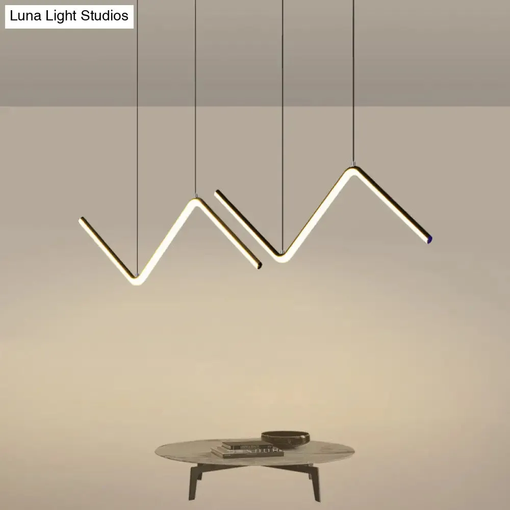Modern Z-Shaped LED Pendant Light for Restaurants - Minimalist Aluminum Fixture