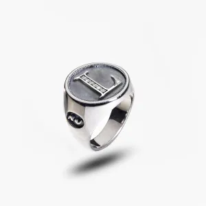 MONETA Silver Initial L Ring