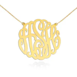 Monogram Necklace - 1.5 inch 24K Gold Plated Sterling Silver - Handcrafted Designer - Personalized Monogram - Initial Necklace - Made in USA