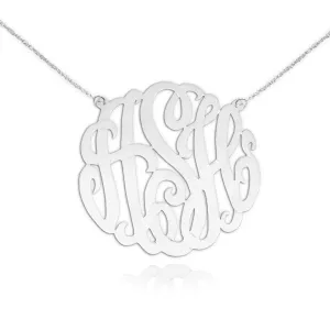 Monogram Necklace - 1.5 inch Sterling Silver Monogram Necklace - Handcrafted Designer - Personalized Monogram - Initial Necklace - Made in USA