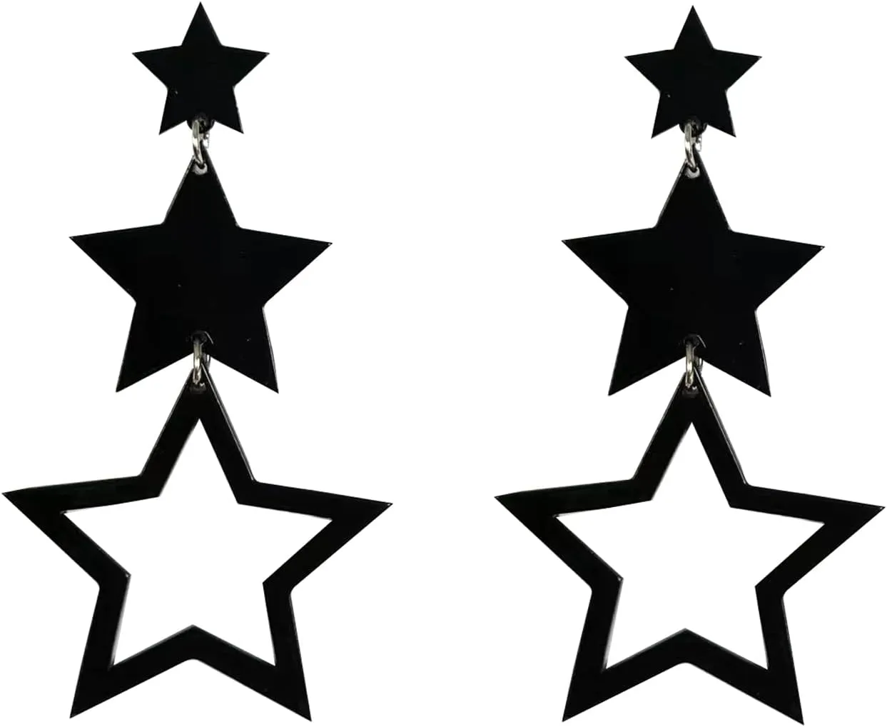 Multilayer Acrylic Big Star Drop Dangle Earrings - Colorful Neon Star Tassel Earrings for Women - 80s Jewelry