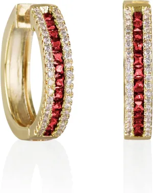 Namana Hoop Earrings with Colored Stones, Silver or Gold Hoops, Colorful Women's Jewelry Gifts