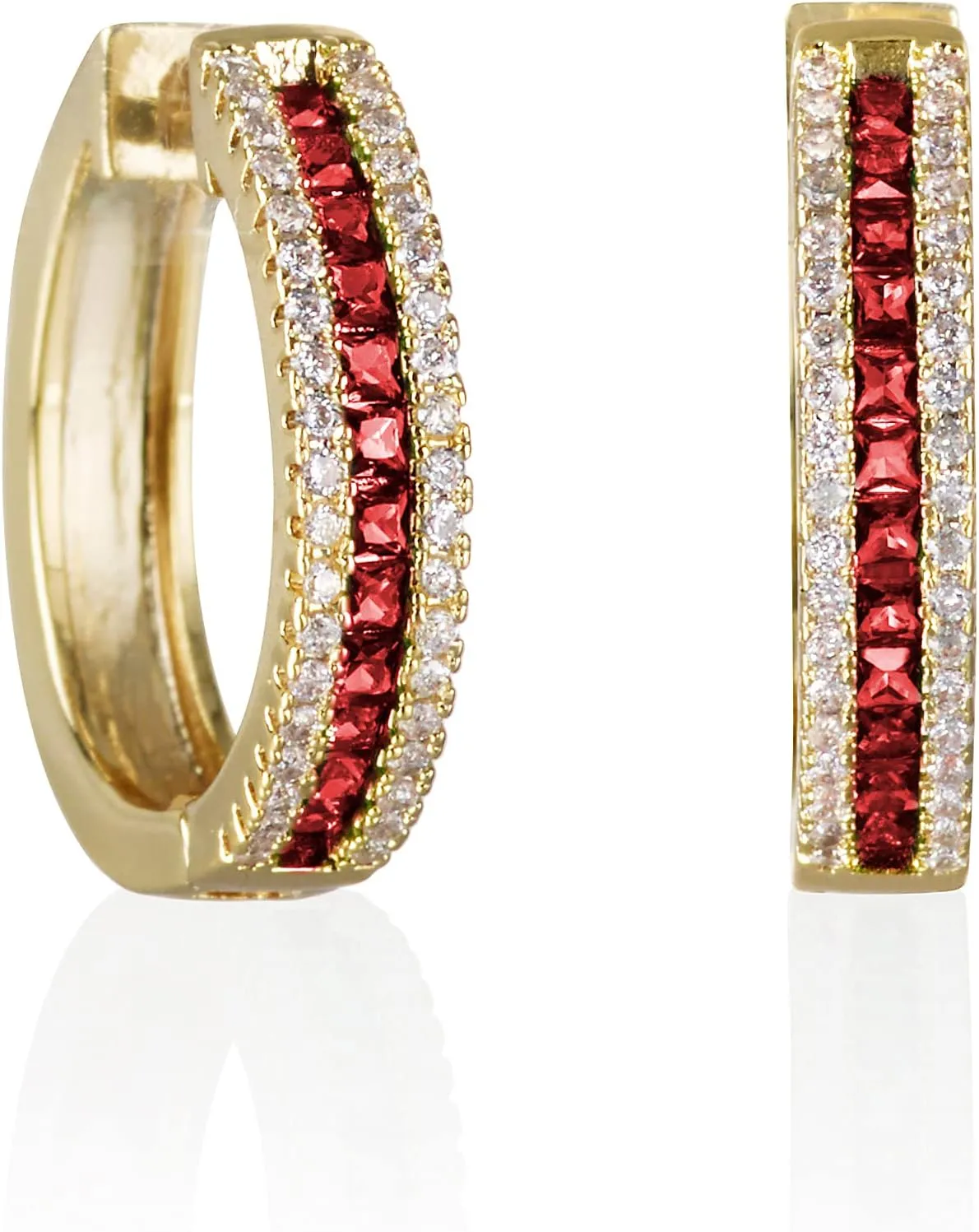 Namana Hoop Earrings with Colored Stones, Silver or Gold Hoops, Colorful Women's Jewelry Gifts