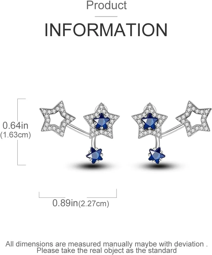 NARMO 925 Sterling Silver Butterfly Earrings Moon Sun Tassels Ear Clip Stud Earrings Colorful Feather Earrings for Women