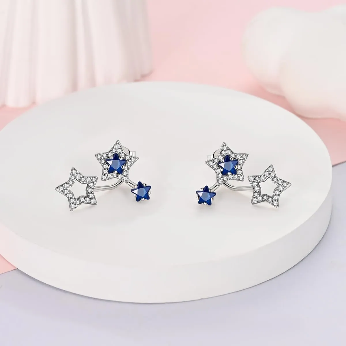 NARMO 925 Sterling Silver Butterfly Earrings Moon Sun Tassels Ear Clip Stud Earrings Colorful Feather Earrings for Women