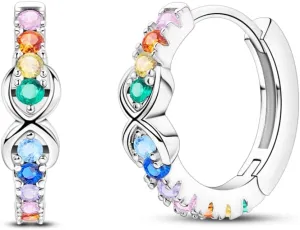 NARMO Earrings for Women 925 Sterling Silver Heart Hoops Small Colorful Rainbow Hoop Earrings Huggie Earrings