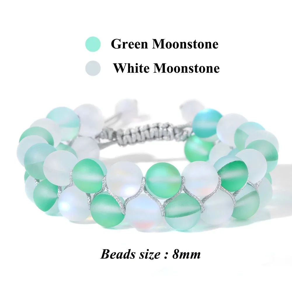 Natrual Stone Wrap Bracelets For Women Men Tiger Eye Stone Moonstone Austria Crystal Hematite Triple Protection Bracelet Jewelry