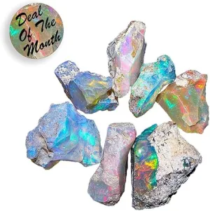 Natural 50  Cts AA  Raw Ethiopian Opal Rough Gemstones Lot Multi Fire Welo Opal Stones for Tumbling & Jewelry Making Supplies Healing Crystals Gems Rocks Loose Gemstones
