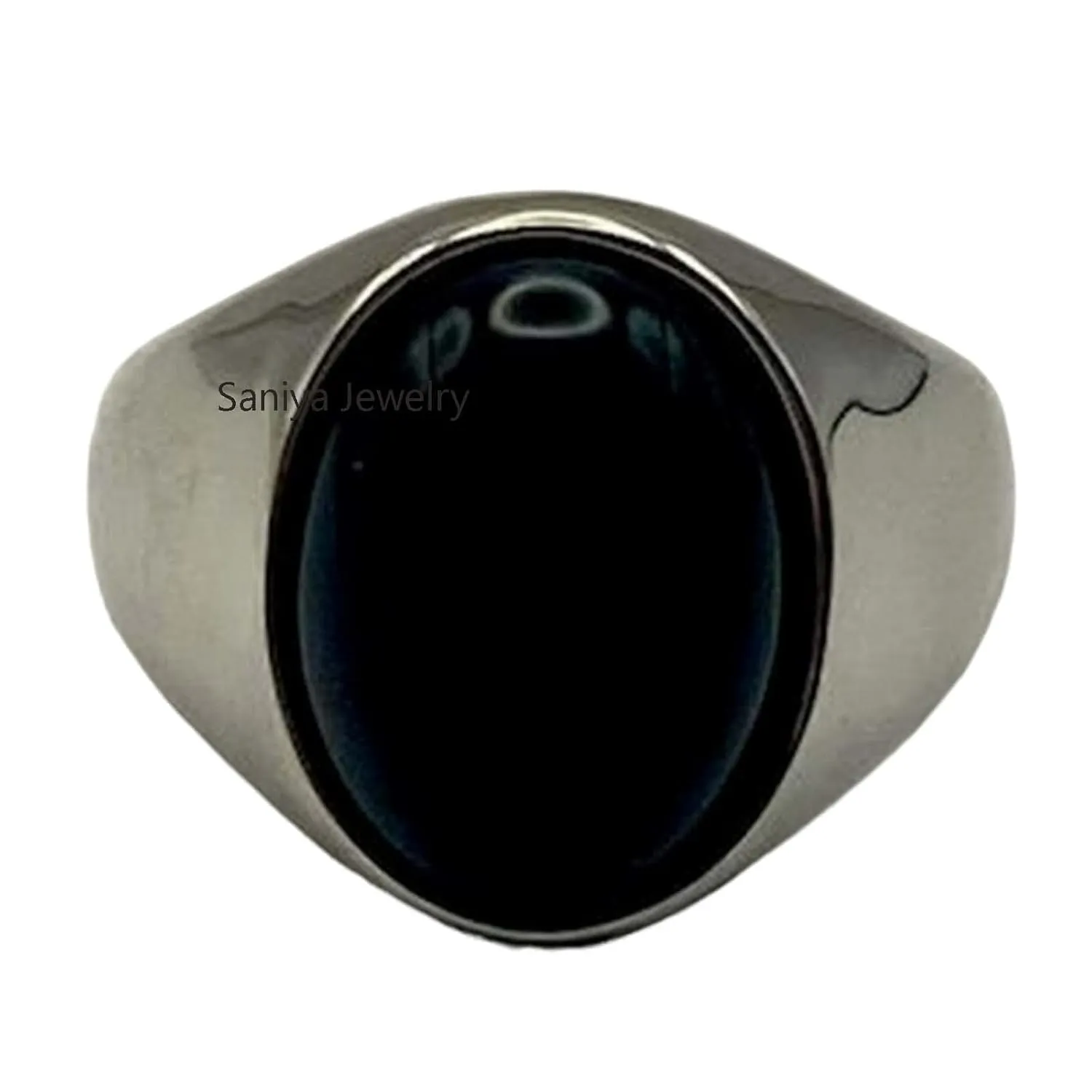 Natural Black Onyx Oval Gemstone Solid 925 Sterling Silver Beautiful Handcrafted Signet Ring For Men/Boys